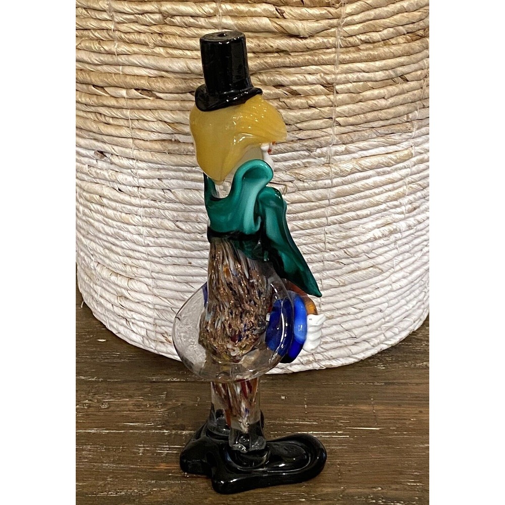 MURANO GLASS CLOWN w/Bow Tie Playing Accordion 10" Vintage Italy Please Read - Picture 4 of 14